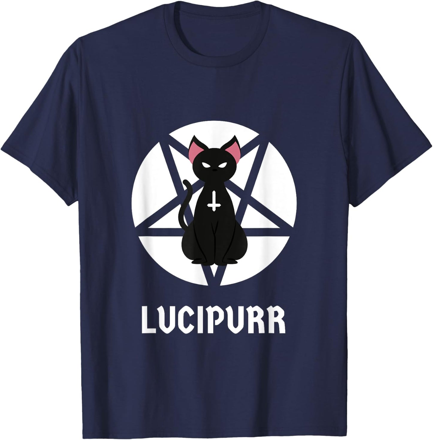 Hail Lucipurr Occult Satanic Cat Antichrist Goth Lucifer 666 Men Women T-Shirt - T-Shirt | Navy