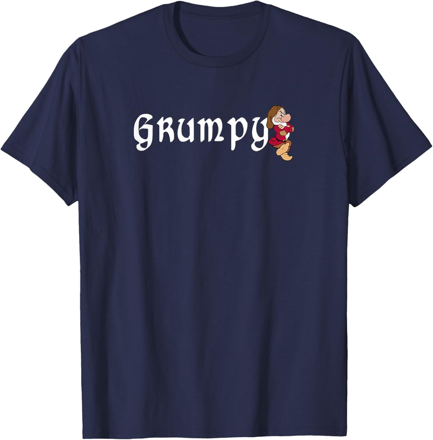 Disney Snow White Grumpy Leaning On Name Banner Small T-Shirt - T-Shirt | Navy