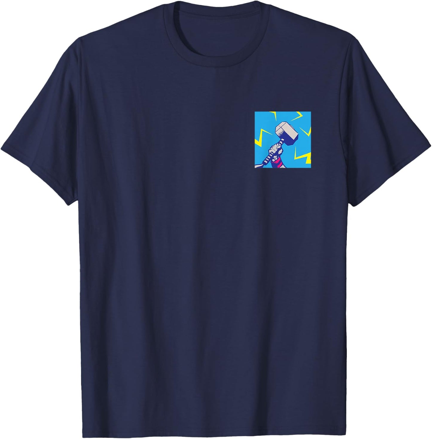 Marvel Thor Mjolnir Hammer Lightning Retro T-Shirt - T-Shirt | Navy