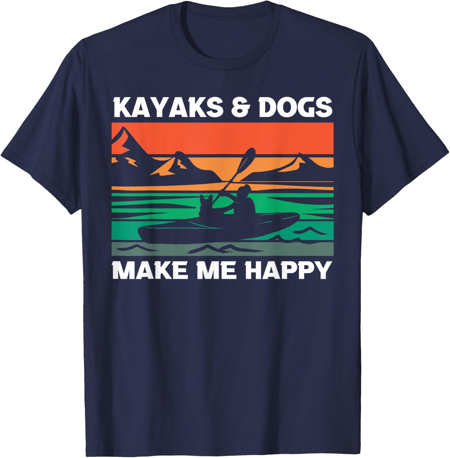 Kayaking Kayaks And Dogs T-Shirt - T-Shirt | Navy