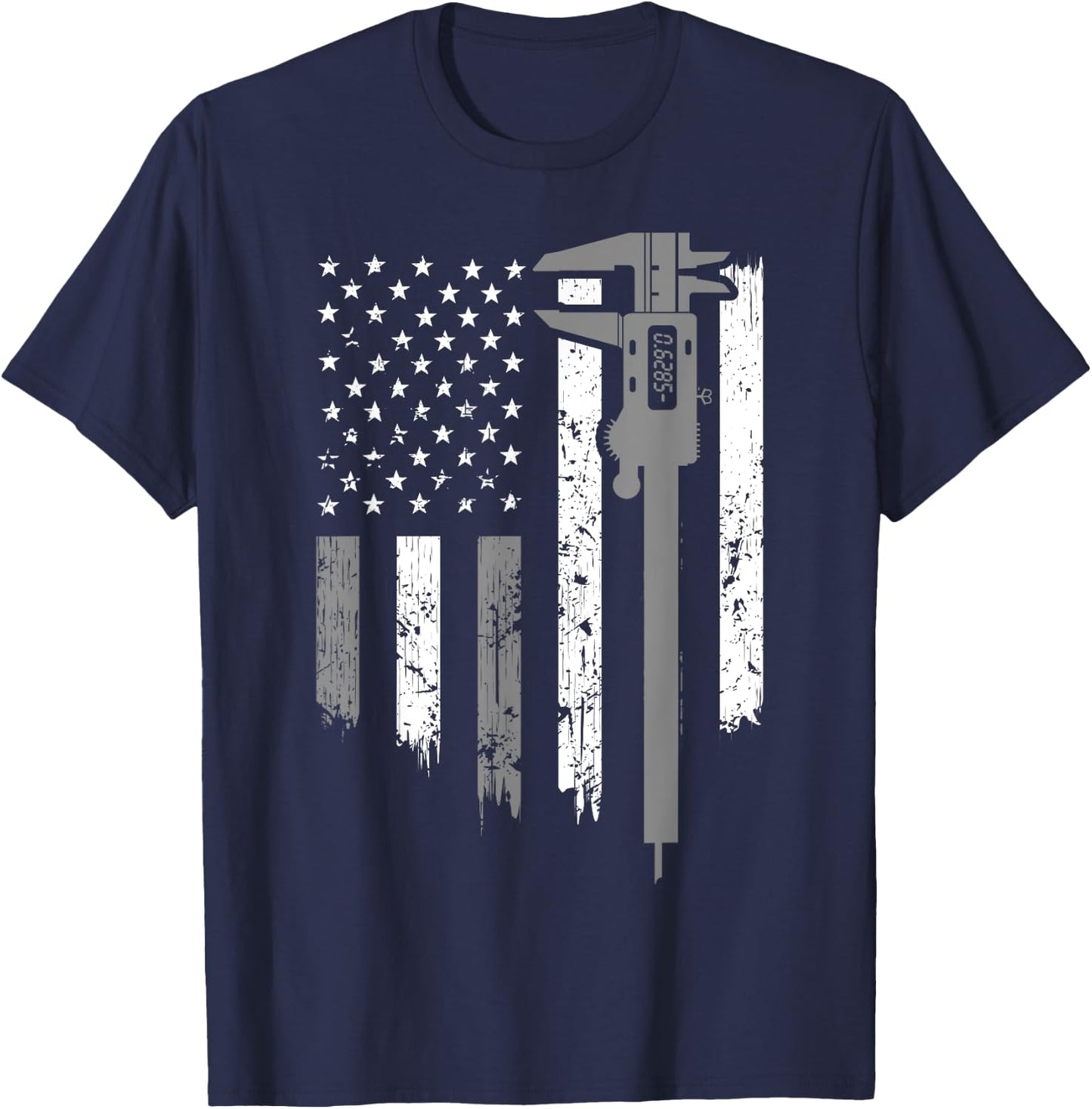 Funny USA Flag CNC Mechanic Tools Machinist Gift Men Women T-Shirt - T-Shirt | Navy