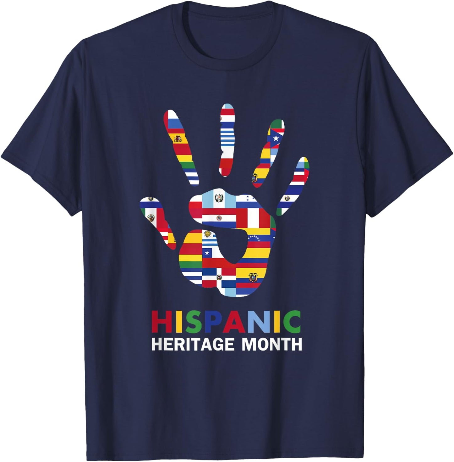 National Hispanic Heritage Month Latin Countries HandPrint T-Shirt - T-Shirt | Navy