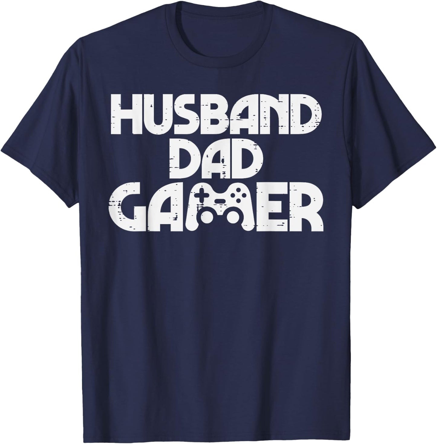Husband Dad Gamer Cool Gaming Video Game Lover Men Father T-Shirt - T-Shirt | Navy