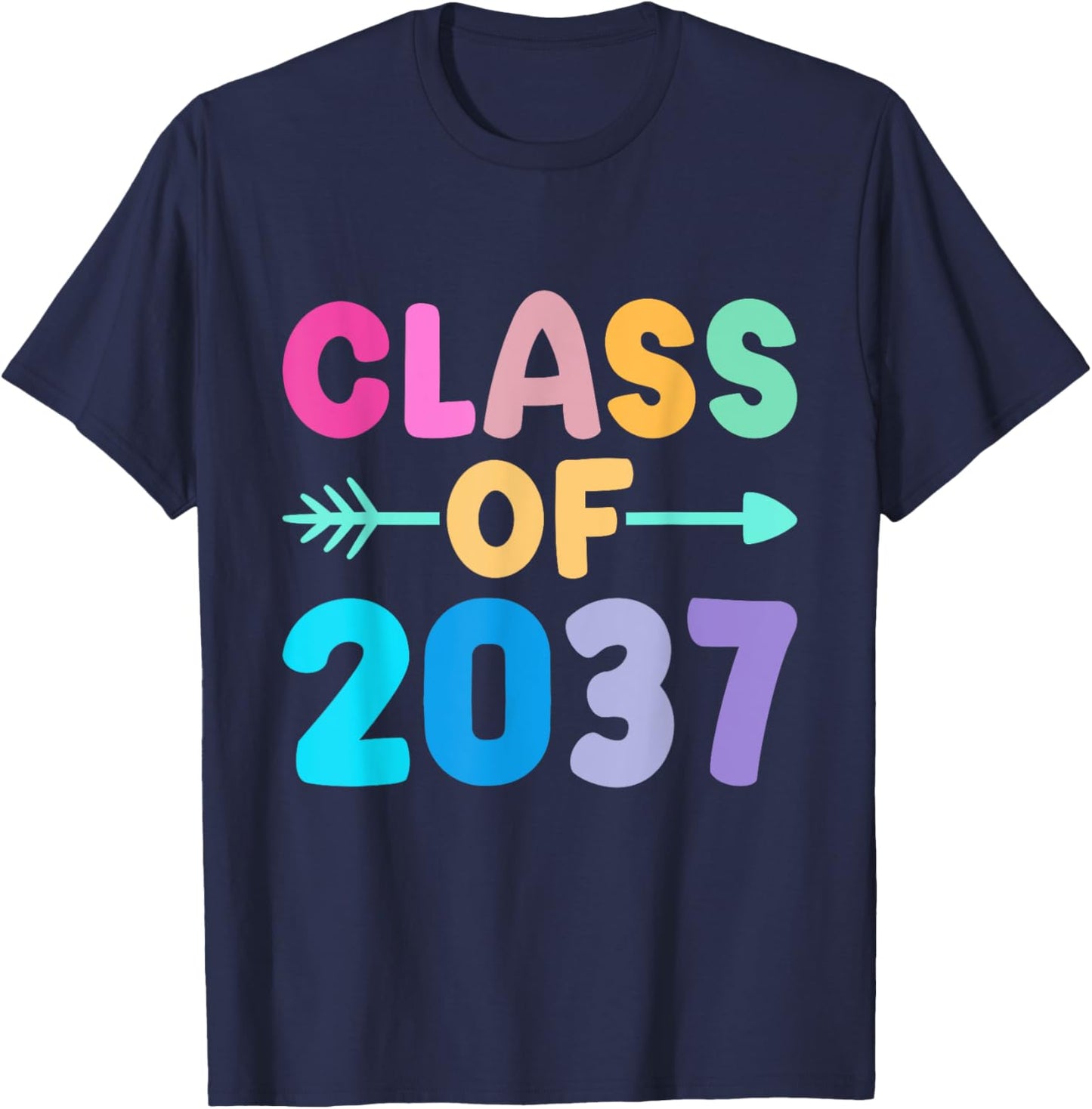 Class of 2037 grow with me kindergarten to graduate T-Shirt - T-Shirt | Navy