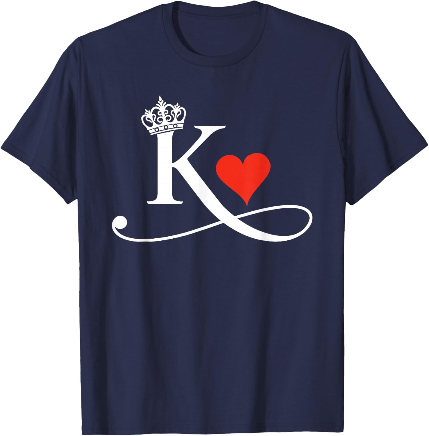 King & Queen of Hearts Matching Couple Saint Valentine's Day T-Shirt - T-Shirt | Navy