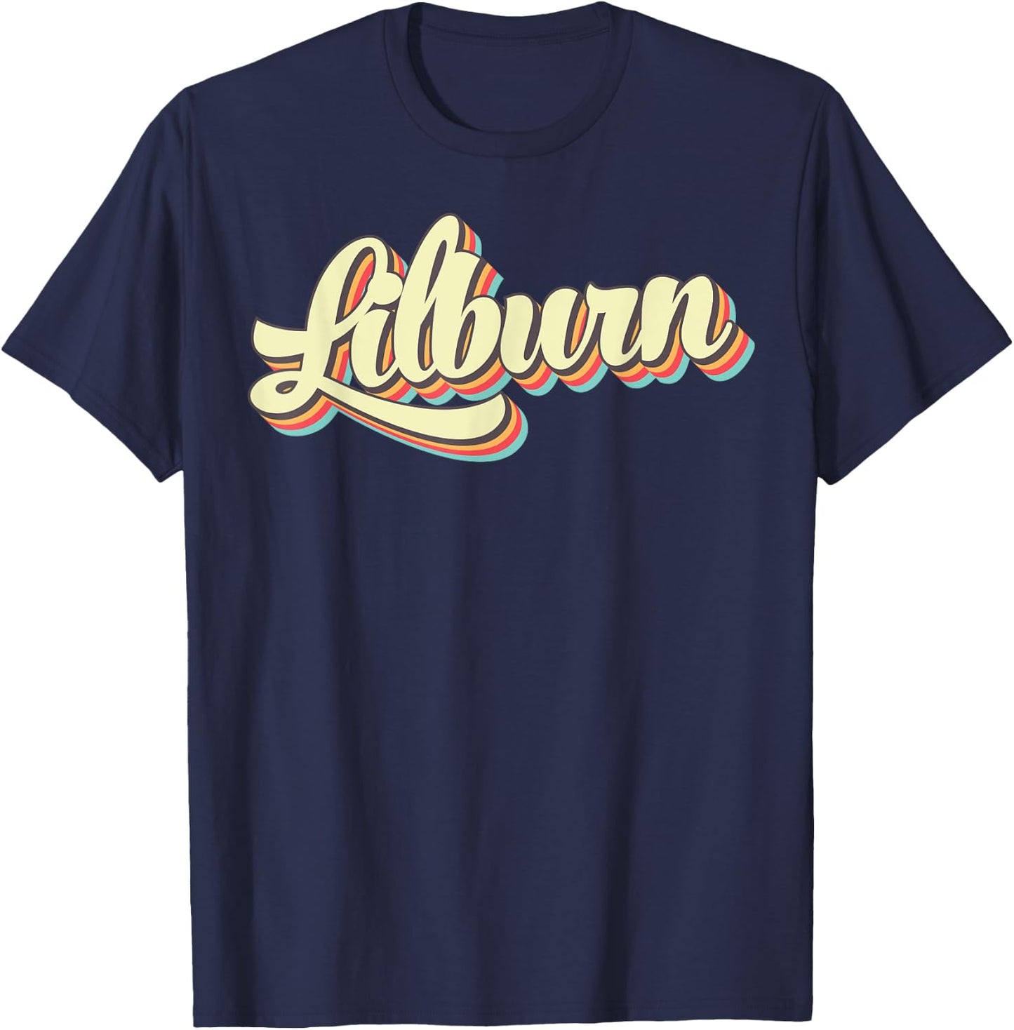 Lilburn Retro Art Baseball Font Vintage T-Shirt - T-Shirt | Navy