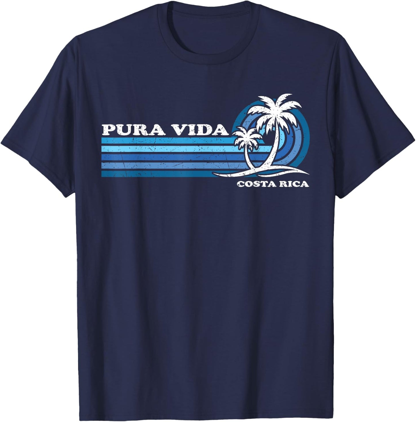 Vintage Retro Summer Vacation Costa Rica Pura Vida Beach T-Shirt - T-Shirt | Navy