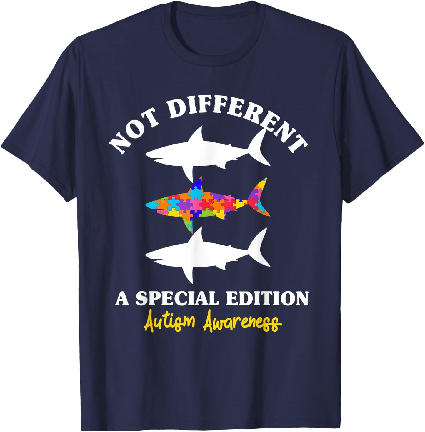 Puzzle Shark Autism Awareness Autistic Autism Moms Gift T-Shirt - T-Shirt | Navy