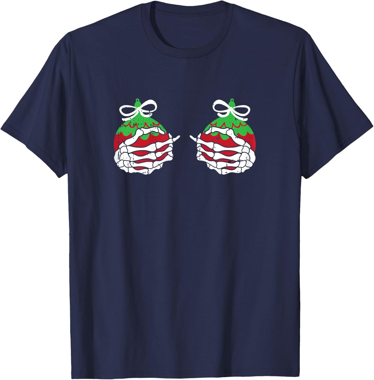 Christmas Balls Boobs Pajama Funny X-Mas Decoration Holiday T-Shirt - T-Shirt | Navy