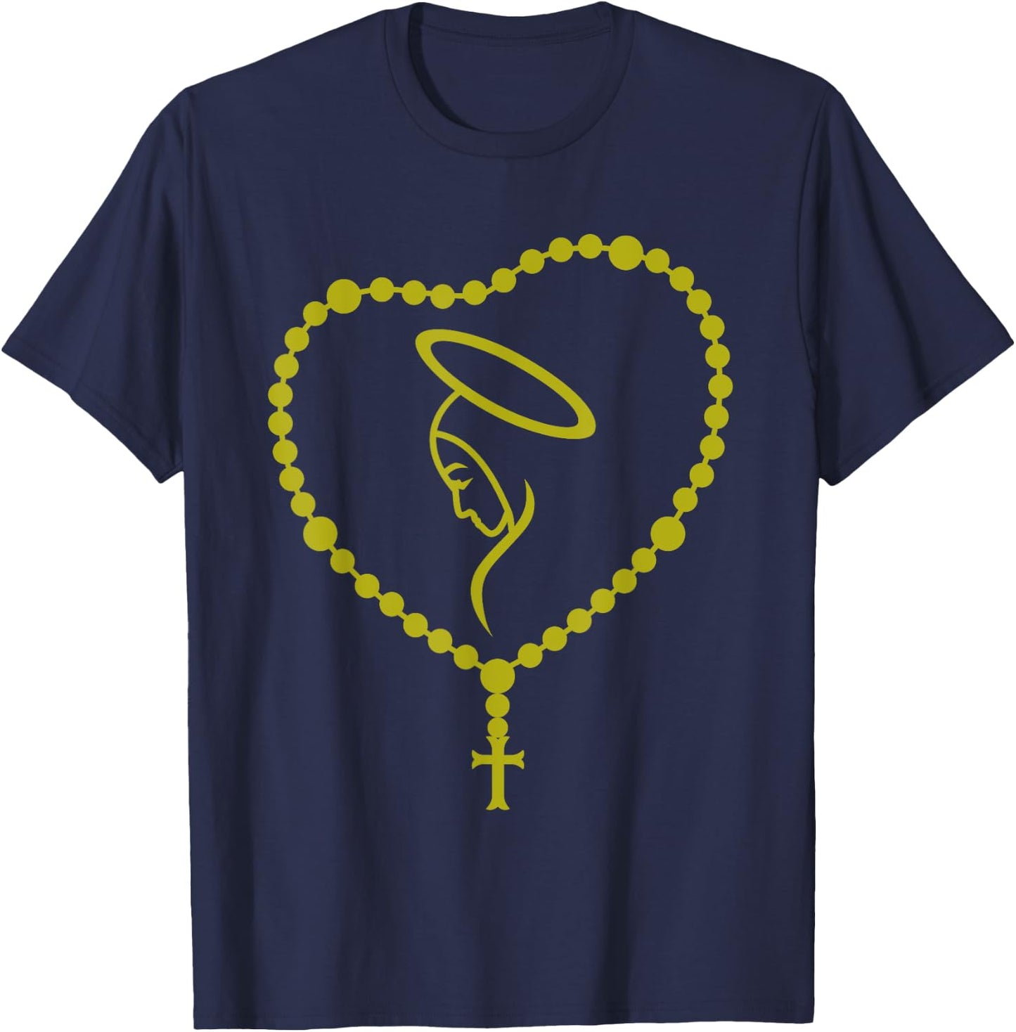 The Holy Rosary Virgin Mary Funny Catholics Christian Gift T-Shirt - T-Shirt | Navy