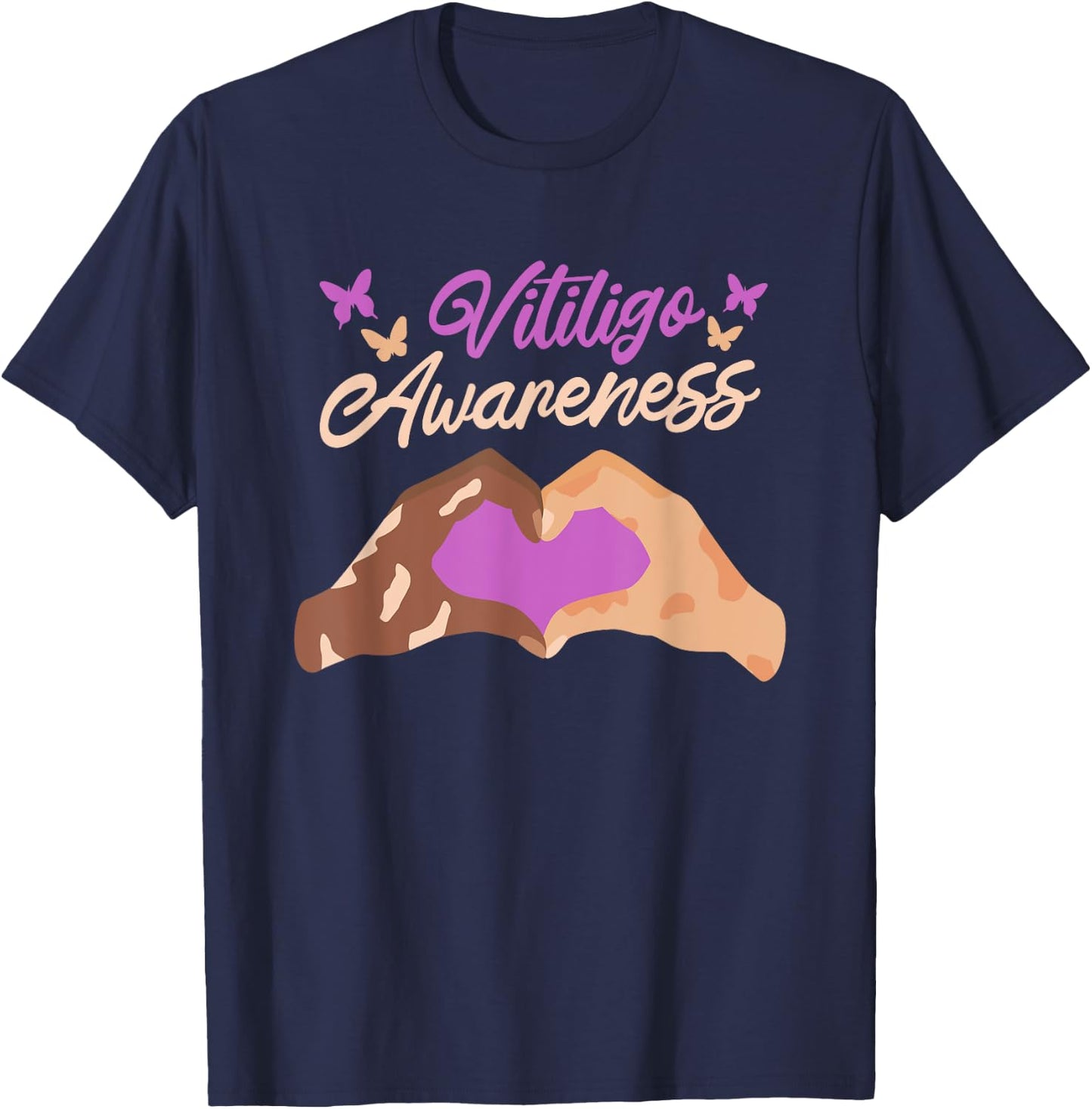 Vitiligo Awareness, Vitiligo Fighter Awareness Day T-Shirt - T-Shirt | Navy
