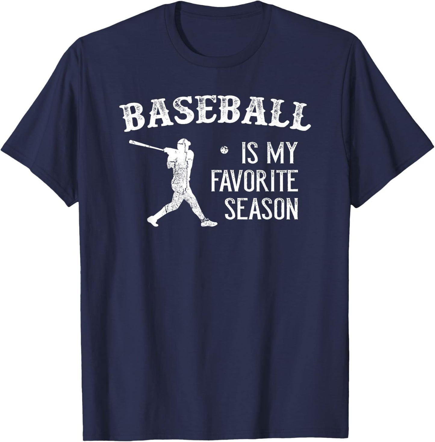 Vintage Baseball Favorite Season T-Shirt - T-Shirt | Navy