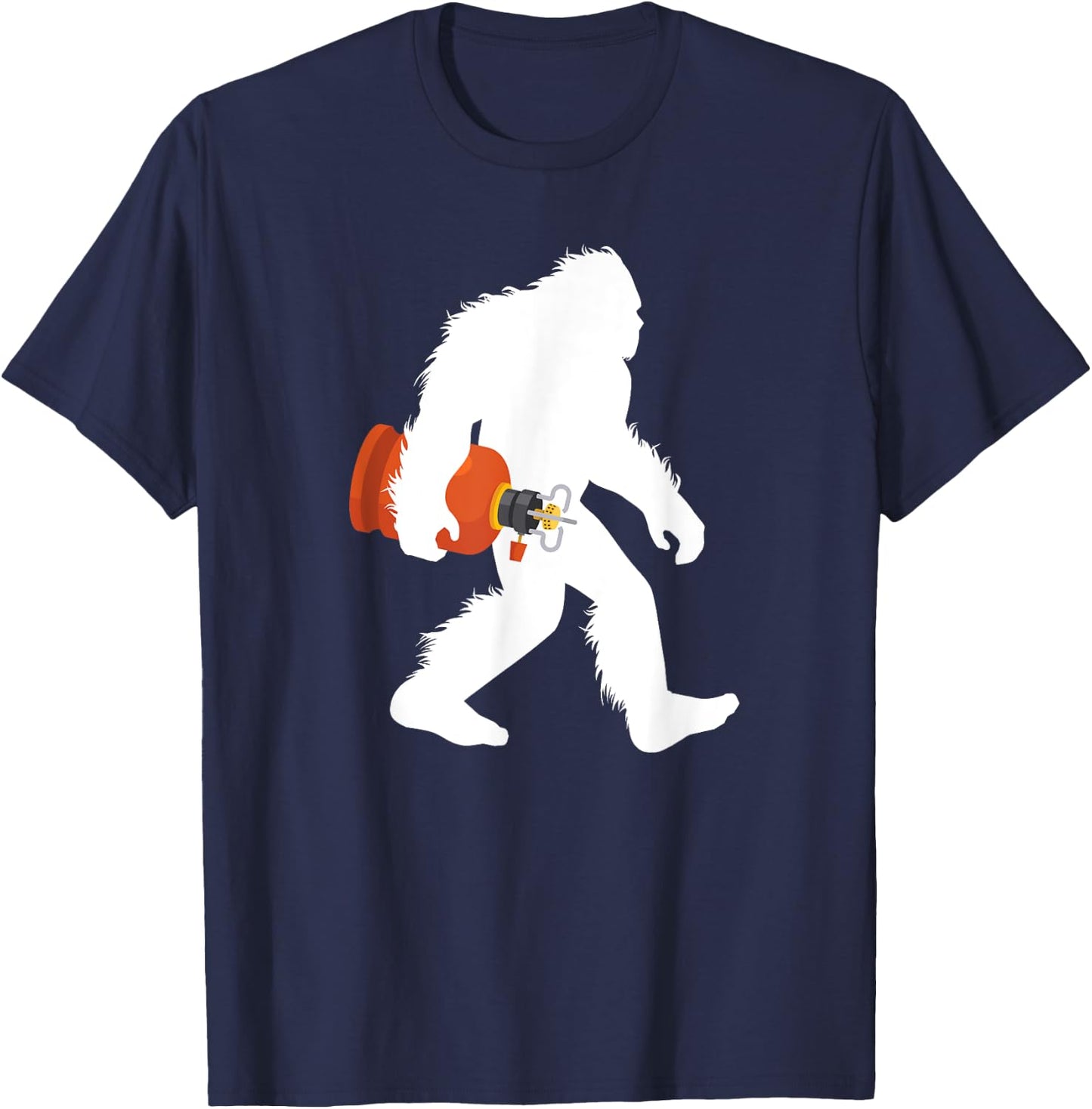 Bigfoot Carrying Propane Tank Sasquatch BBQ Gas Burner T-Shirt - T-Shirt | Navy