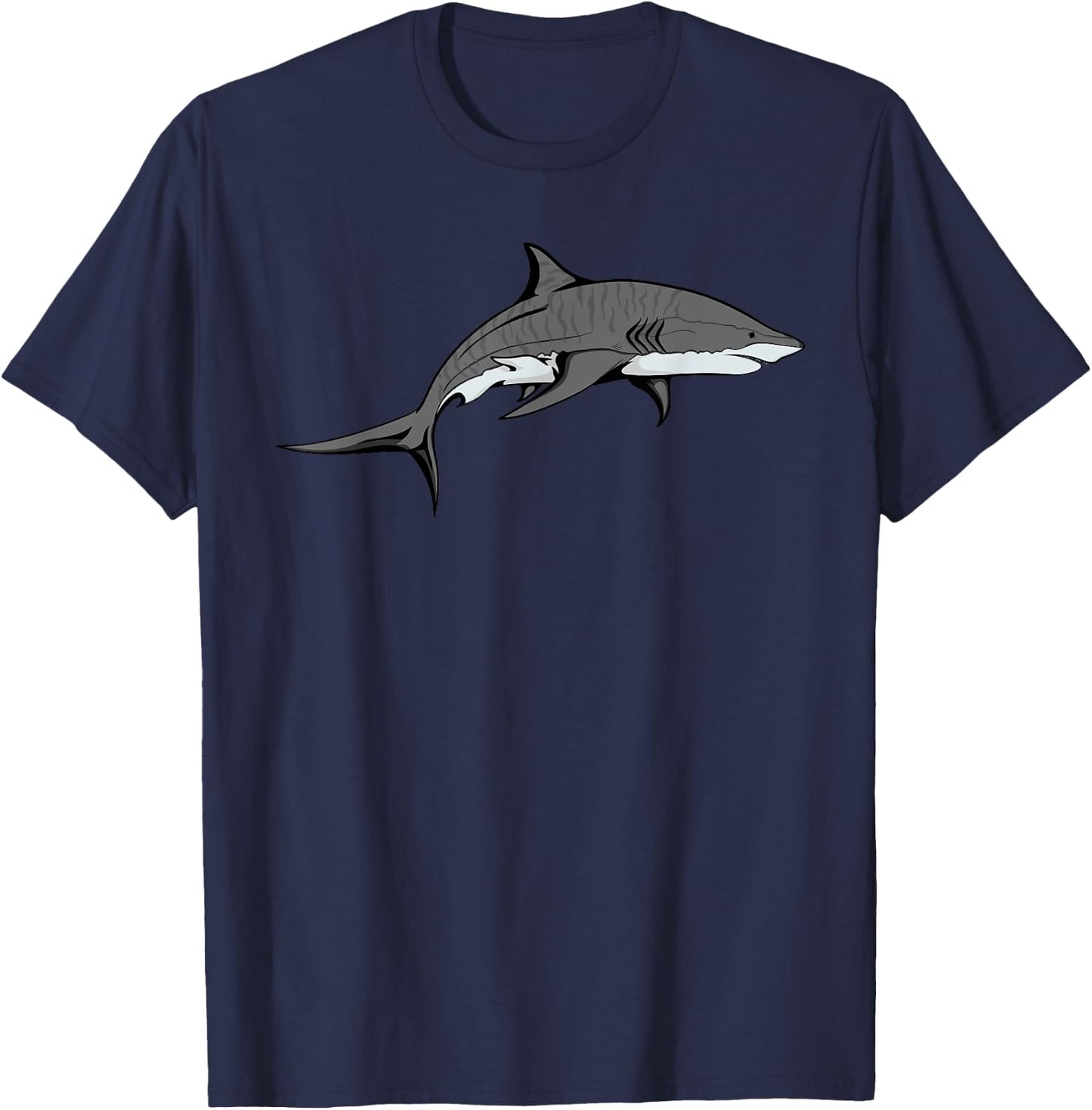 Tiger Shark Graphic Cool Shark T-Shirt - T-Shirt | Navy