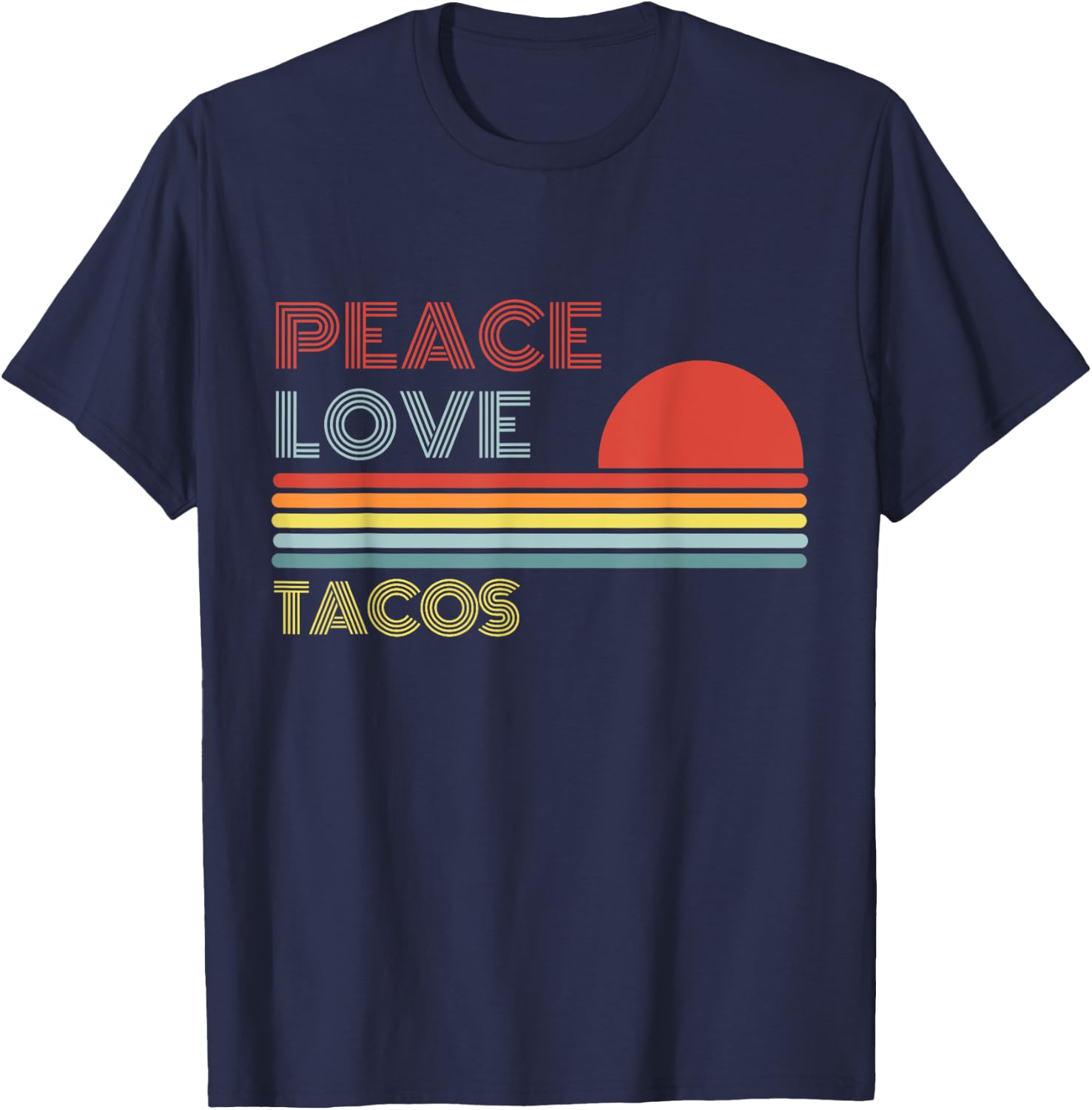 Peace Love Tacos Retro Vintage T-Shirt - T-Shirt | Navy