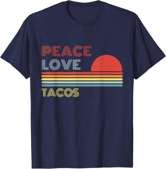 Peace Love Tacos Retro Vintage T-Shirt - T-Shirt | Navy