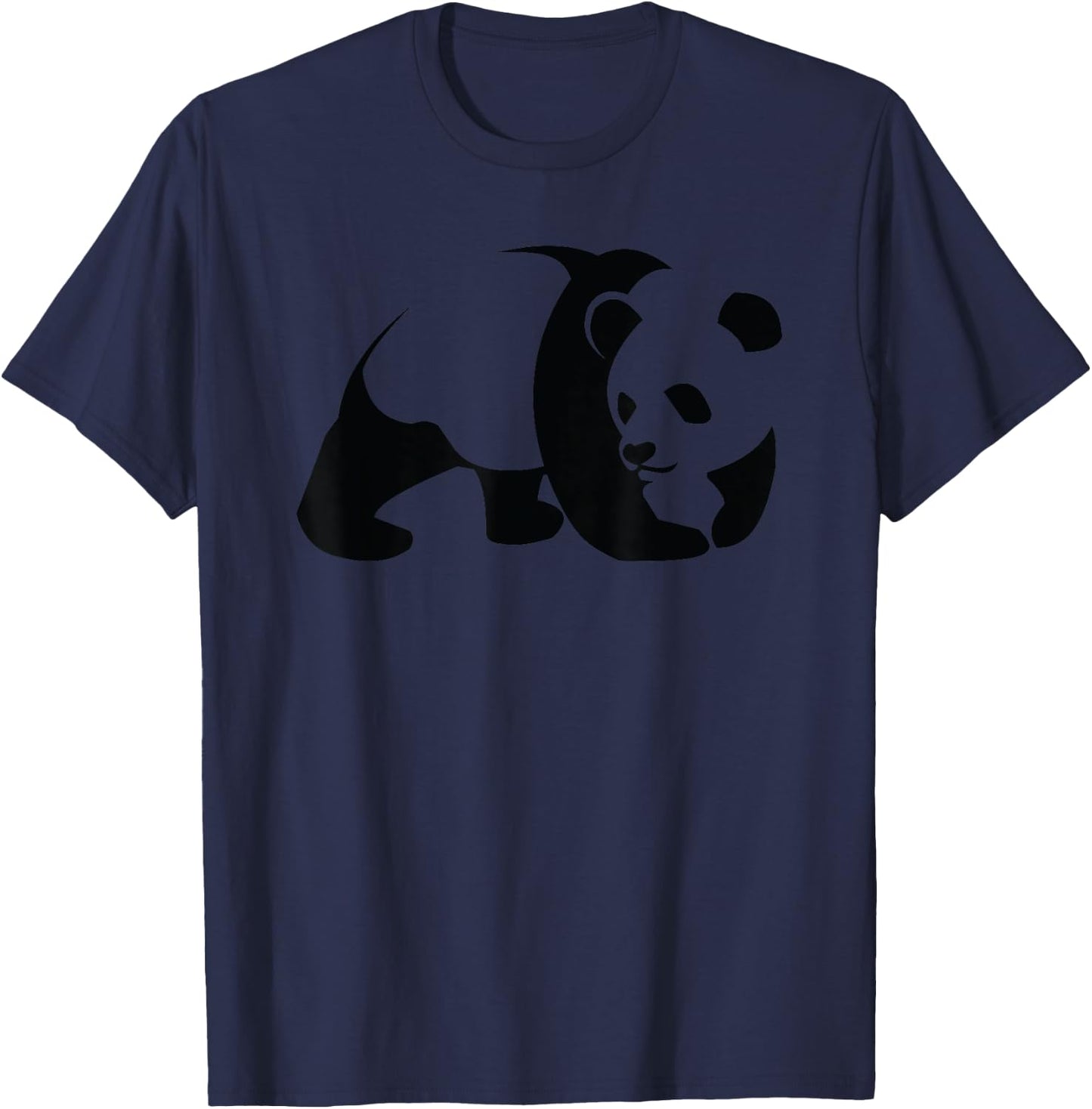 Panda Minimalist Art Black White Animal Cute T-Shirt - T-Shirt | Navy