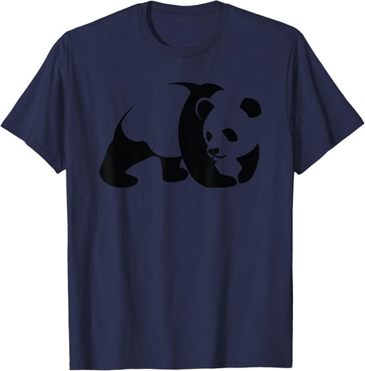Panda Minimalist Art Black White Animal Cute T-Shirt - T-Shirt | Navy