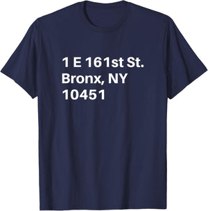 Bronx New York Baseball Stadium Address T-Shirt - T-Shirt | Navy