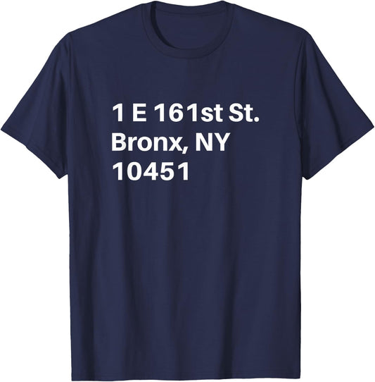 Bronx New York Baseball Stadium Address T-Shirt - T-Shirt | Navy
