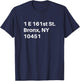 Bronx New York Baseball Stadium Address T-Shirt - T-Shirt | Navy