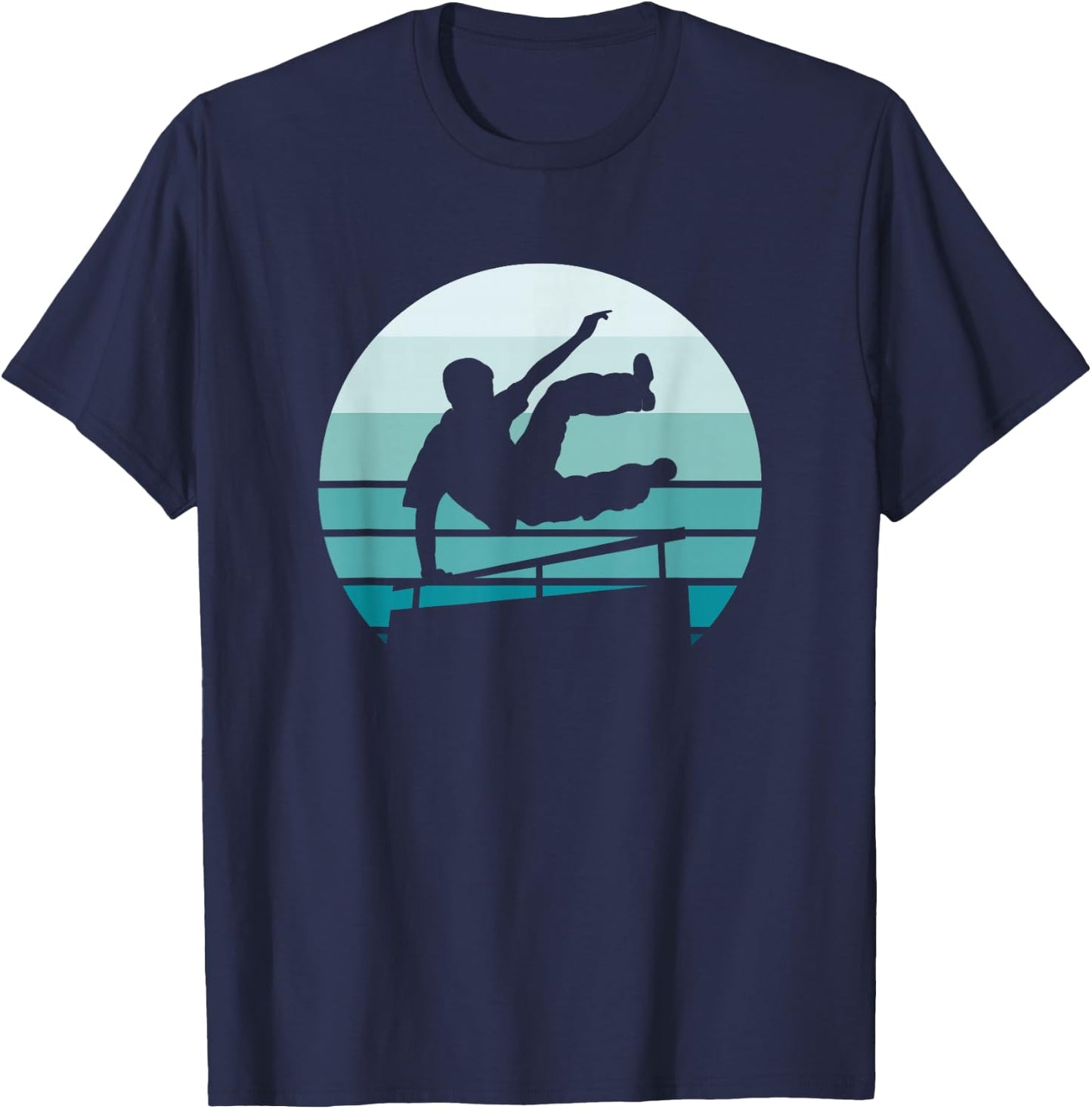 Parkour, Retro and Vintage style Silhouette T-Shirt - T-Shirt | Navy