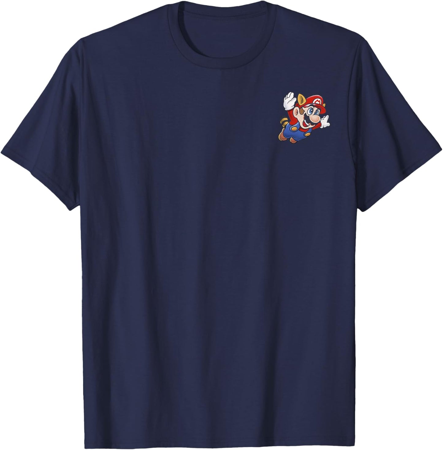 Super Mario Flying Mario Pocket Portrait T-Shirt - T-Shirt | Navy