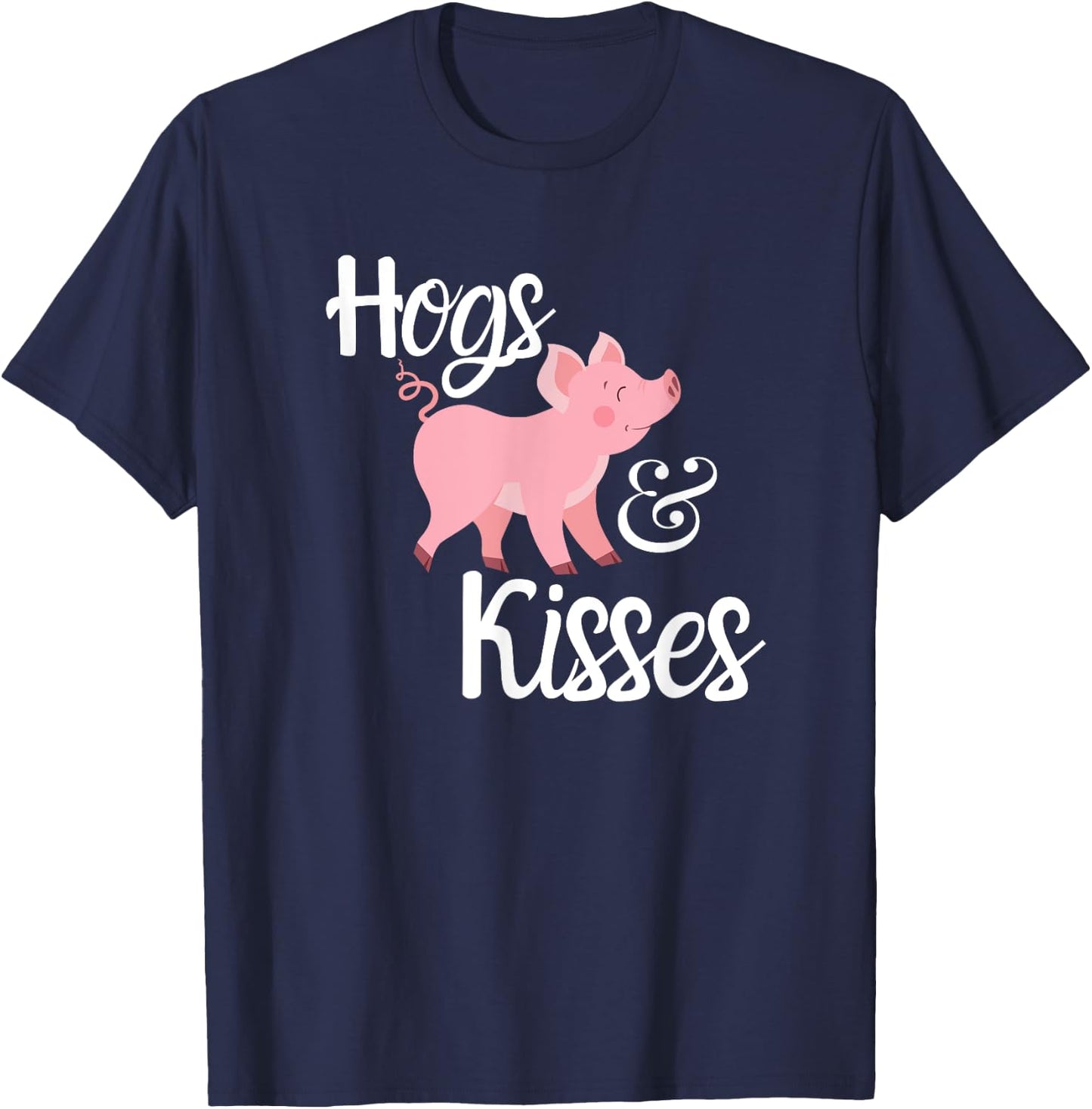 Hogs and Kisses Cute Pig T-Shirt - T-Shirt | Navy