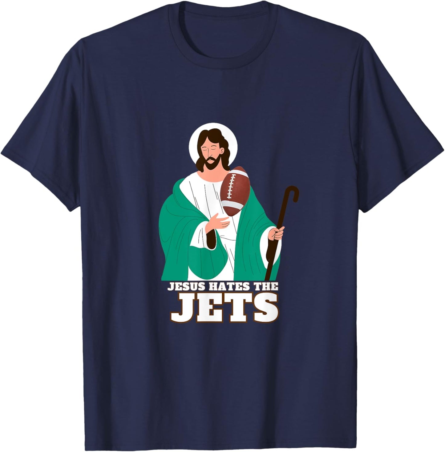 Jesus Hates The Jets Football Shirt T-Shirt - T-Shirt | Navy