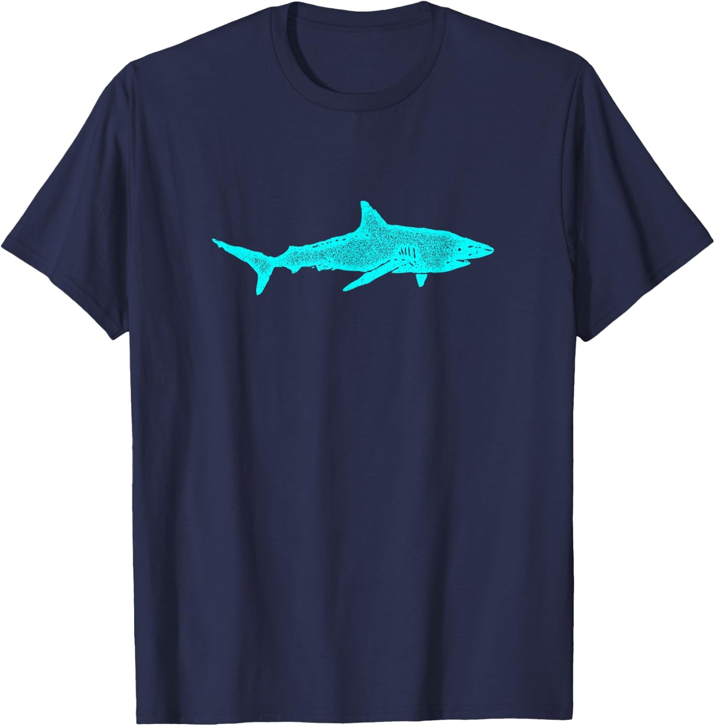 Shark | Turquoise Green Blue Shark Silhouette | Shark Gift T-Shirt - T-Shirt | Navy