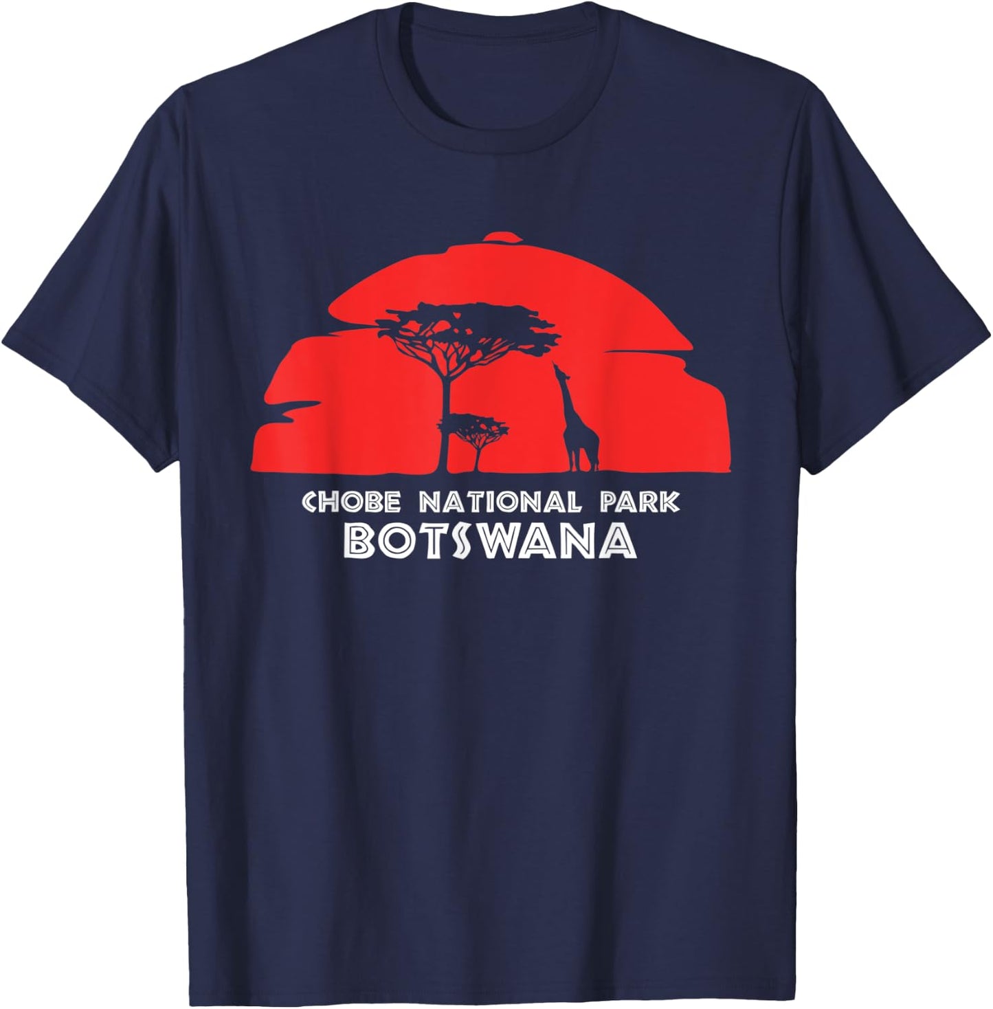 Chobe National Park, Botswana Africa Safari Girrafe T-Shirt - T-Shirt | Navy