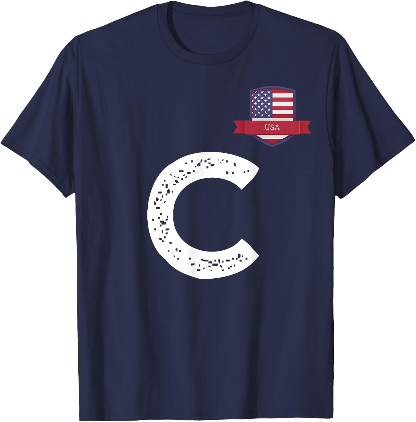 USA Human-Flag Letter C American USA T-Shirt - T-Shirt | Navy