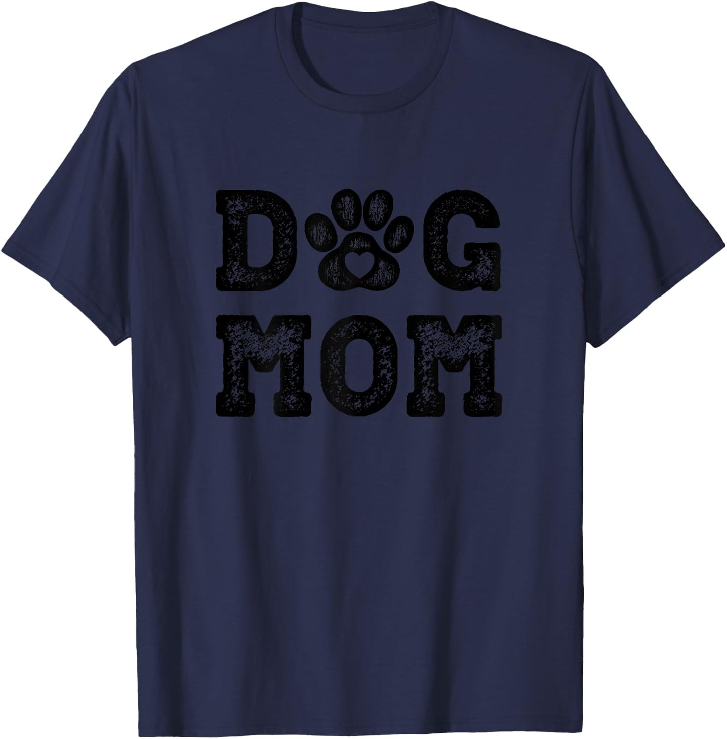 Dog Mom Gifts - Puppy Paw Heart Print T-Shirt - T-Shirt | Navy