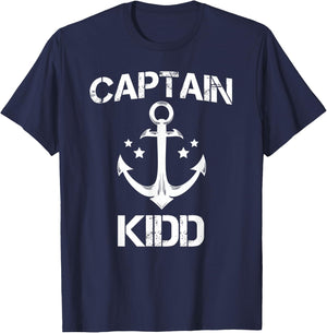 CAPTAIN KIDD Funny Birthday Personalized Surname Clan Gift T-Shirt - T-Shirt | Navy
