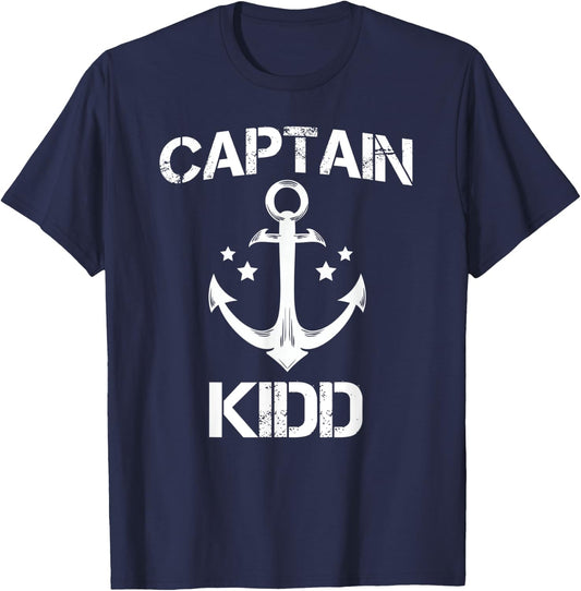 CAPTAIN KIDD Funny Birthday Personalized Surname Clan Gift T-Shirt - T-Shirt | Navy