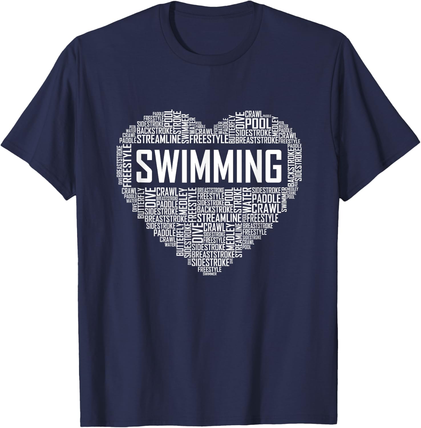 Swimming Heart Coach Swimmer Gift Swim Lover Gifts T-Shirt - T-Shirt | Navy