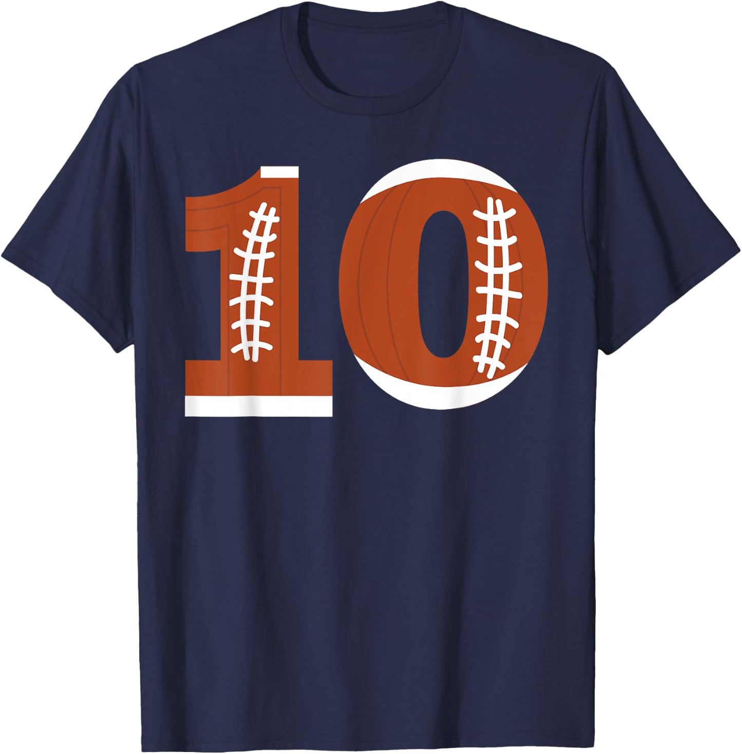 10th Birthday Football Ball Boys | 10 Year Old Gift T-Shirt - T-Shirt | Navy