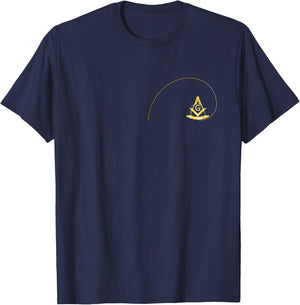 Masonic Gift Square & Compass Fibonacci Spiral T-Shirt - T-Shirt | Navy