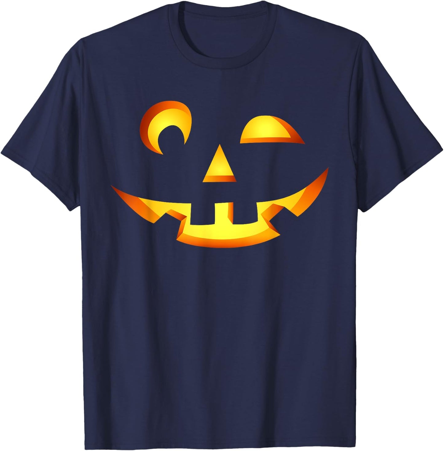 Pumpkin Jack O Lantern Face 14 Scary Pumpkin Funny Halloween T-Shirt - T-Shirt | Navy