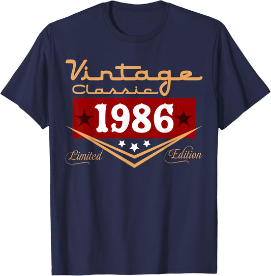 Vintage 39th Birthday Decorations Vintage 1986 39 Years Old T-Shirt - T-Shirt | Navy