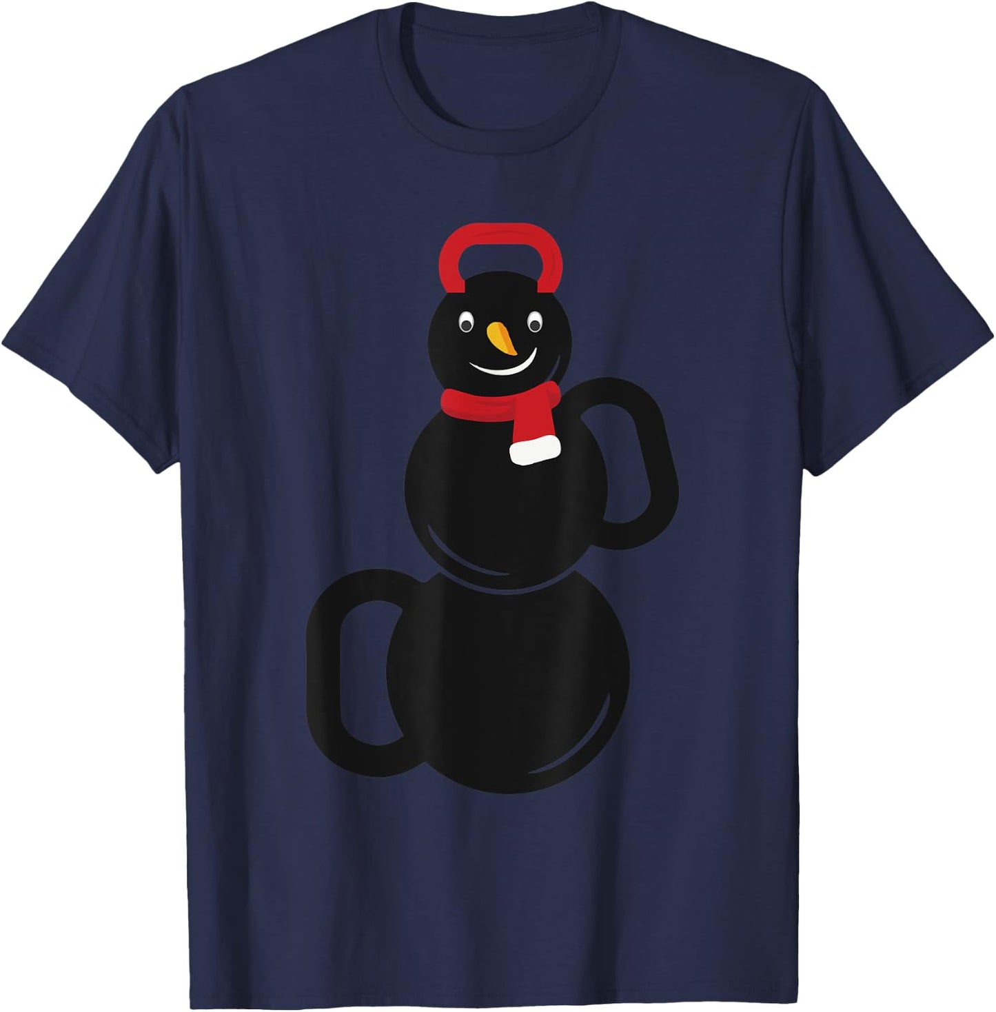 Christmas Snowman Kettlebell Exercise T-Shirt - T-Shirt | Navy