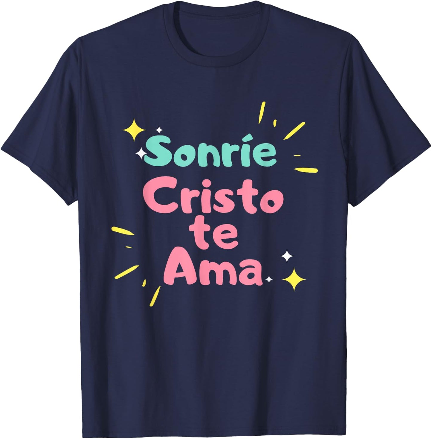 camisetas cristianas Sonrie Cristo te ama T-Shirt - T-Shirt | Navy