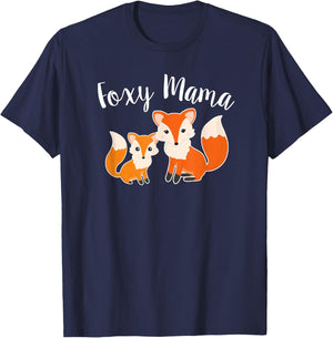 Foxy Mama Funny Mom Joke Saying Mother Daughter Cute Graphic T-Shirt - T-Shirt | Navy