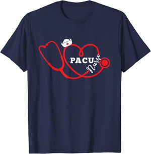 Valentine Heart PACU Nurse T shirt, Women's Day Gift T-Shirt - T-Shirt | Navy