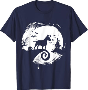 Bull Terrier Halloween Costume Bully Moon Silhouette T-Shirt - T-Shirt | Navy