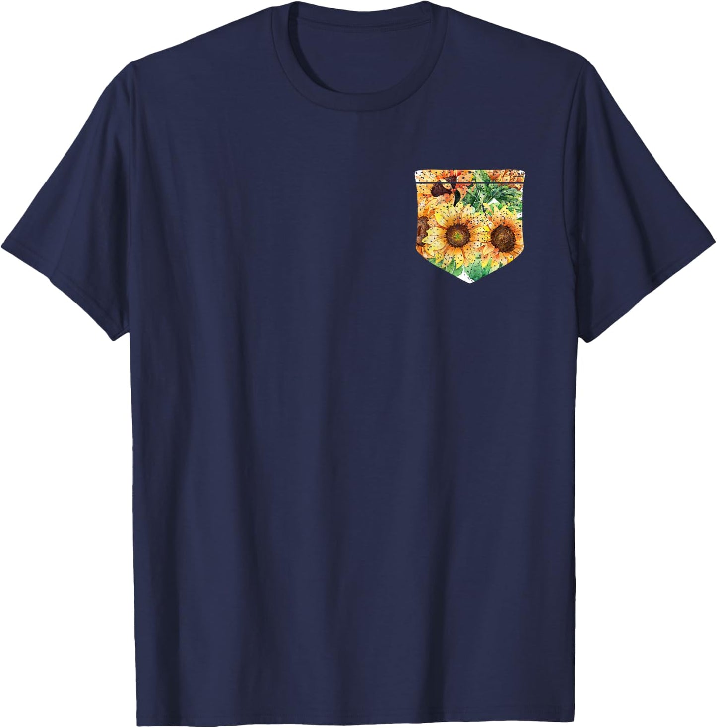 Sunshine Sunflowers Florist Yellow Flowers Pocket Sunflower Men Women Girls Kids T-Shirt - T-Shirt | Navy