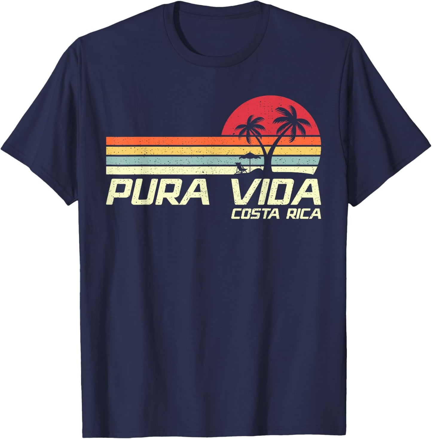 Vintage Retro Family Vacation Costa Rica Pura Vida Beach Women Girls Kids T-Shirt - T-Shirt | Navy