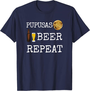 Pupusas Beer El Salvador Salvadorian Food Cheese Curtido T-Shirt - T-Shirt | Navy