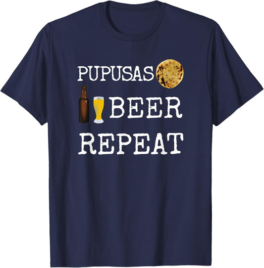 Pupusas Beer El Salvador Salvadorian Food Cheese Curtido T-Shirt - T-Shirt | Navy