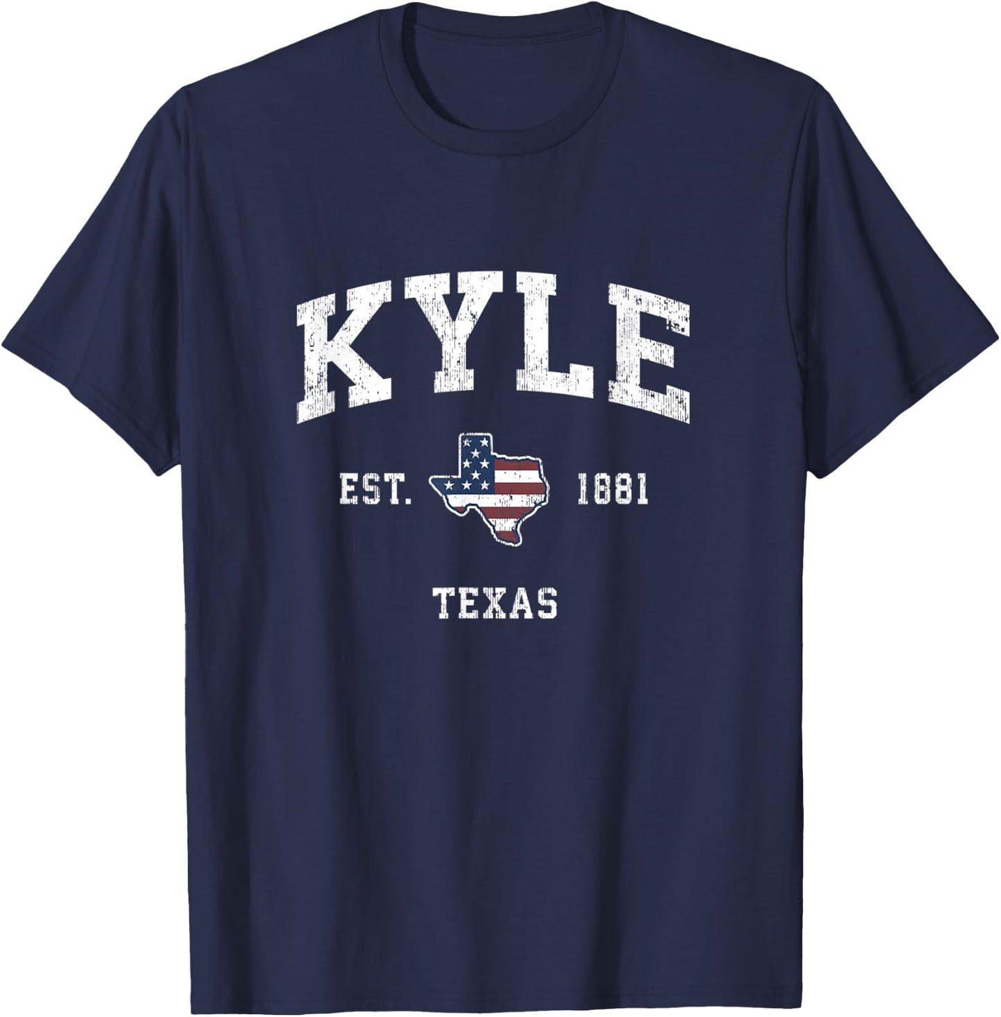 Kyle Texas TX Vintage American Flag Sports Design Kids Men T-Shirt - T-Shirt | Navy